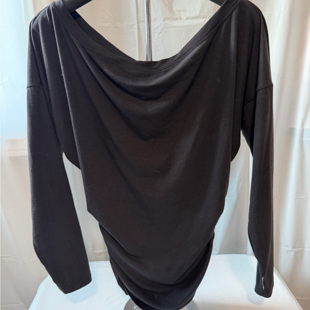 HALARA Black Draped Long Sleeve Top
